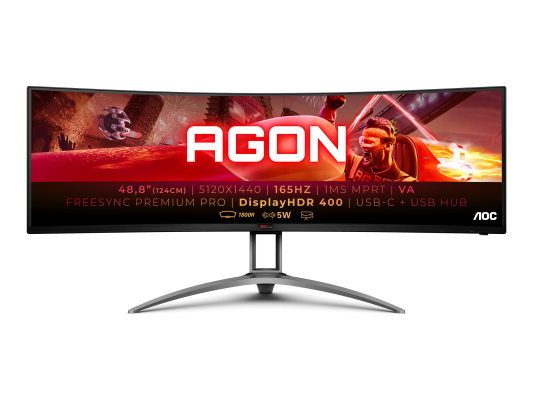 AOC | Gaming Monitor | AG493UCX2 | 49 " | VA | DQHD | 32:9 | 165 Hz | 1 ms | 5120 x 1440 pixels | 550 cd / m² | HDMI ports quantity 3 | Black | Warranty 36 month(s)