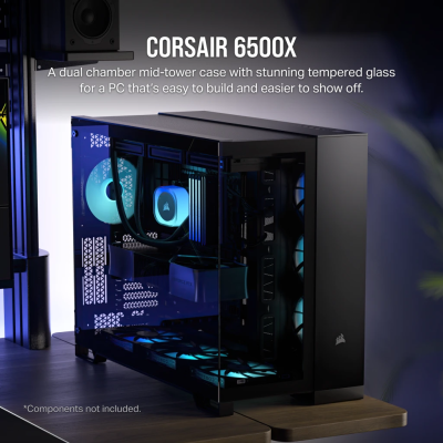 Corsair | Dual Chamber PC Case | 6500X | Black / Obsidian Aluminum | Mid-Tower | Power supply included No