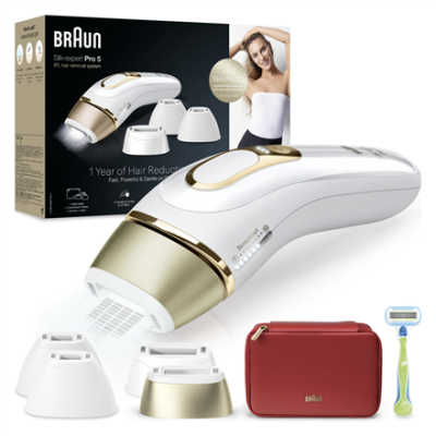 Braun Silk-expert Pro 5 IPL Epilator | PL5382 | Bulb lifetime (flashes) 400.000 | Number of power levels 3 | White / Gold
