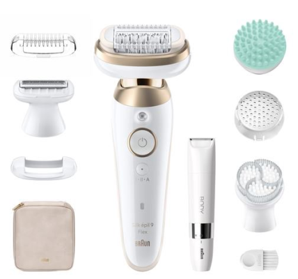 Braun Epilator | SES9-481 Silk épil 9 Flex 3D | Operating time (max) 50 min | Number of power levels 2 | Wet & Dry | White / Gold