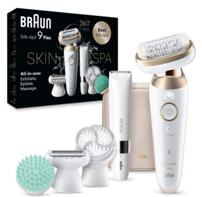 Braun Epilator | SES9-481 Silk épil 9 Flex 3D | Operating time (max) 50 min | Number of power levels 2 | Wet & Dry | White / Gold