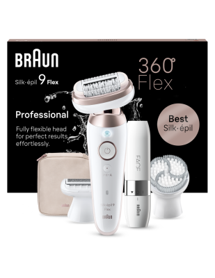 Braun Epilator | SES9-360 Silk épil 9 Flex 3D | Operating time (max) 50 min | Number of power levels 1 | Wet & Dry | White / Rose