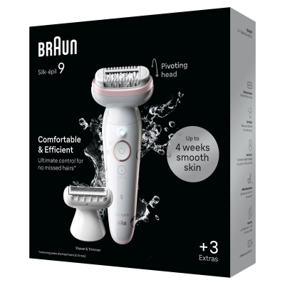 Braun Epilator | SES9-030 Silk épil 9 | Operating time (max) 50 min | Number of power levels 2 | Wet & Dry | White / Rose