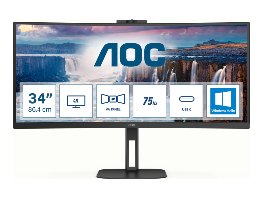 AOC | CU34V5CW / BK | 34 " | VA | 21:9 | 100 Hz | 4 ms | 3440 x 1440 pixels | HDMI ports quantity 1
