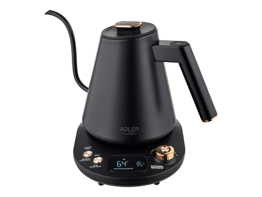 Adler Kettle | AD 1349 | Electric | 1100 W | 1 L | Stainless steel | 360° rotational base | Black / Gold