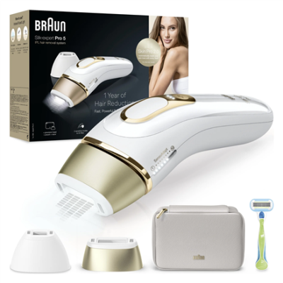 Braun Epilator | PL5152 Silk-expert Pro 5 | Bulb lifetime (flashes) 400.000 | Number of power levels 10 | Gold / White