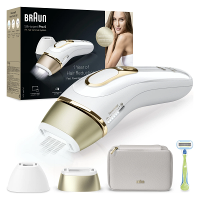 Braun Epilator | PL5152 Silk-expert Pro 5 | Bulb lifetime (flashes) 400.000 | Number of power levels 10 | Gold / White