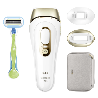 Braun Epilator | PL5152 Silk-expert Pro 5 | Bulb lifetime (flashes) 400.000 | Number of power levels 10 | Gold / White