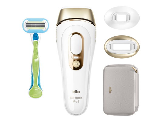Braun Epilator | PL5152 Silk-expert Pro 5 | Bulb lifetime (flashes) 400.000 | Number of power levels 10 | Gold / White