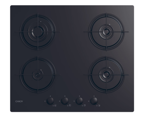 Candy Hob | CVW6BB | Gas on glass | Number of burners / cooking zones 4 | Knobs | Black