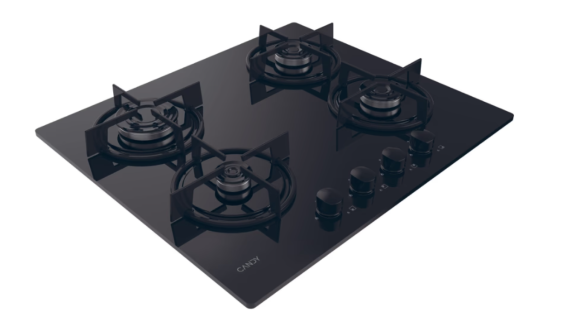 Candy Hob | CVW6BB | Gas on glass | Number of burners / cooking zones 4 | Knobs | Black
