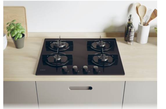 Candy Hob | CVW6BB | Gas on glass | Number of burners / cooking zones 4 | Knobs | Black