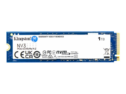 Kingston SSD | NV3 | 1000 GB | SSD form factor M.2 2280 | Solid-state drive interface PCIe NVMe Gen 4.0 (x4) | Read speed 6000 MB / s | Write speed 4000 MB / s