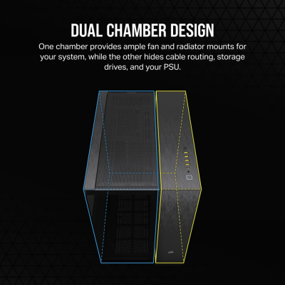Corsair Dual Chamber PC Case | 6500X | Black / Obsidian Aluminum | Mid-Tower | Power supply included No | ATX