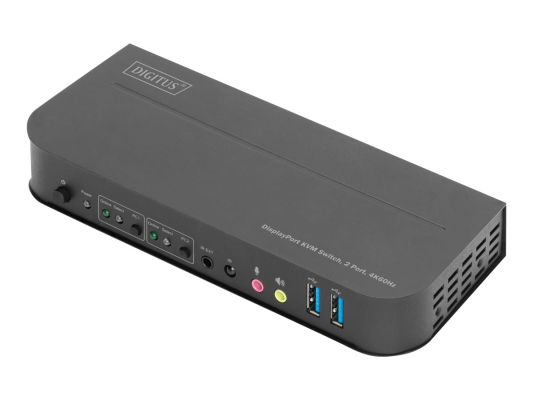 Digitus KVM Switch, 2-Port, 4K60Hz, 2 x DP in, 1 x DP / HDMI out | DS-12850