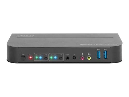 Digitus KVM Switch, 2-Port, 4K60Hz, 2 x DP in, 1 x DP / HDMI out | DS-12850