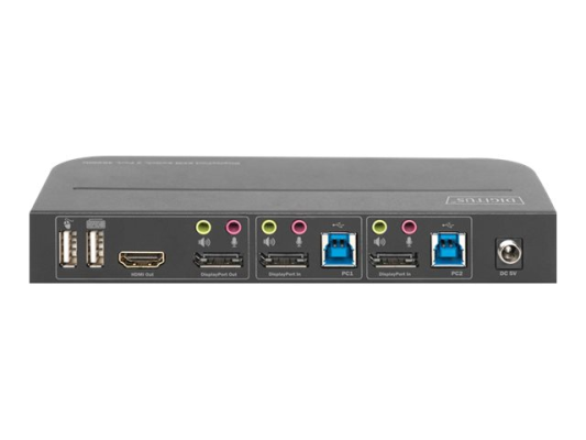 Digitus KVM Switch, 2-Port, 4K60Hz, 2 x DP in, 1 x DP / HDMI out | DS-12850