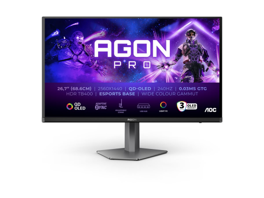 AOC | AG276QZD2 | 26.7 " | OLED | QHD | 16:9 | 240 Hz | 0.03 ms | 2560 x 1440 pixels | 250 cd / m² | HDMI ports quantity 2