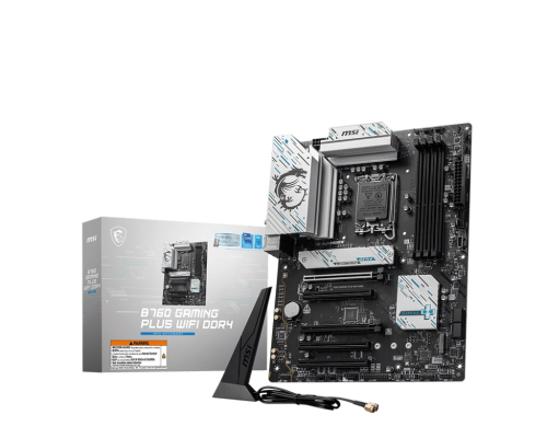 MSI B760 GAMING PLUS WIFI DDR4 | Processor family Intel | Processor socket LGA1700 | DDR4 | Supported hard disk drive interfaces SATA, M.2 | Number of SATA connectors 4