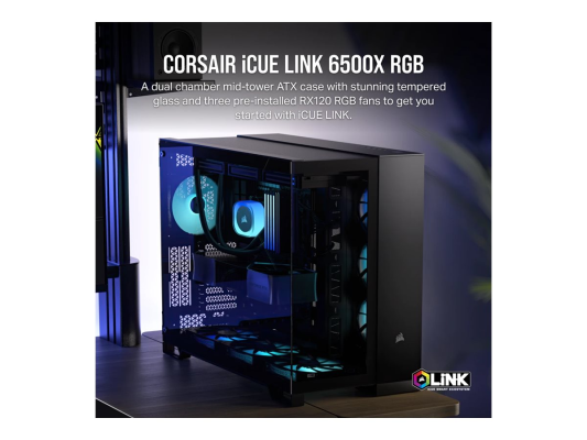 Corsair Dual Chamber PC Case | iCUE LINK 6500X RGB | Black | Mid Tower | Power supply included No | ATX