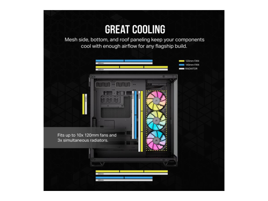 Corsair Dual Chamber PC Case | iCUE LINK 6500X RGB | Black | Mid Tower | Power supply included No | ATX