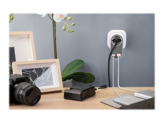 Digitus Universal USB Plug-in Charger with 2 x USB-A Sockets and Integrated Socket | DA-70617