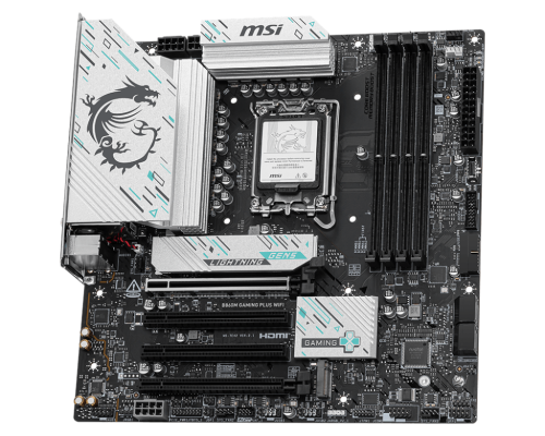 MSI B860M GAMING PLUS WIFI | Processor family Intel | Processor socket LGA1851 | DDR5 | Supported hard disk drive interfaces SATA, M.2 | Number of SATA connectors 4