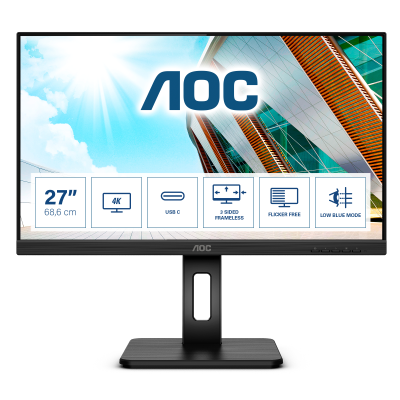 AOC | U27P2CA | 27 " | IPS | 60 Hz | 4 ms | 3840 x 2160 pixels | 350 cd / m² | HDMI ports quantity 2