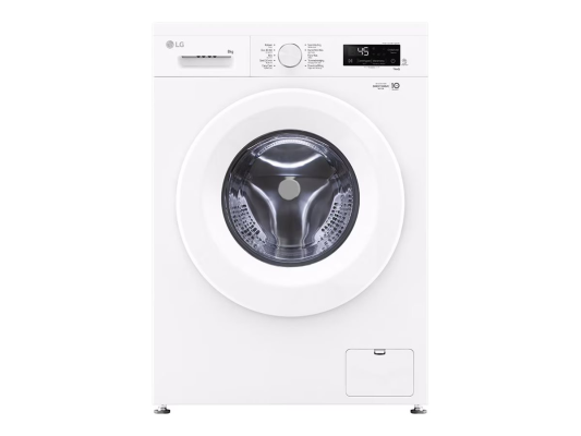 LG Washing Machine | F4X1008NWH | Energy efficiency class A | Front loading | Washing capacity 8 kg | 1400 RPM | Depth 56 cm | Width 60 cm | Display | LCD | Steam function | Direct drive | Wi-Fi | White