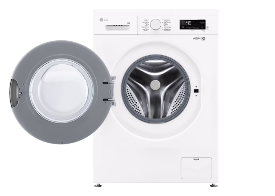 LG Washing Machine | F4X1008NWH | Energy efficiency class A | Front loading | Washing capacity 8 kg | 1400 RPM | Depth 56 cm | Width 60 cm | Display | LCD | Steam function | Direct drive | Wi-Fi | White