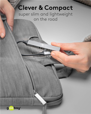 Goobay Slim 4-Port USB Hub, USB-A to USB-C / USB-A, 5 Gbit / s | 74458