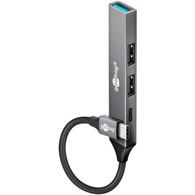 Goobay Slim 4-Port USB Hub, USB-C to USB-C / USB-A, 5 Gbit / s | 74459