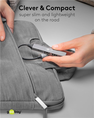 Goobay Slim 4-Port USB Hub, USB-C to USB-C / USB-A, 5 Gbit / s | 74459