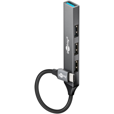 Goobay Slim 4-Port USB Hub, USB-C to USB-A, 5 Gbit / s | 74457