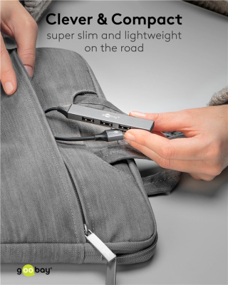 Goobay Slim 4-Port USB Hub, USB-A to USB-A, 5 Gbit / s | 74456