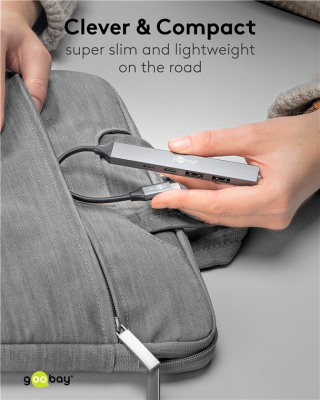 Goobay Slim 5-Port USB Hub, USB-C to USB-C / USB-A, 5 Gbit / s | 74460