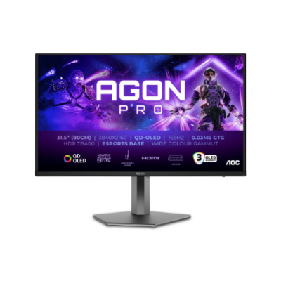 AOC | AG326UD | 32 " | OLED | 165 Hz | 0.03 ms | 3840 x 2160 pixels | 250 cd / m² | HDMI ports quantity 2