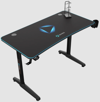 Onex | Gaming Desk w / Cup holder, headset hook, Gamepad holder, Full coverage mouse pad | GD1200H | Black