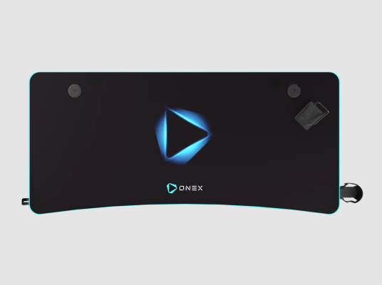 Onex | Gaming Desk w / Cup holder, headset hook, Gamepad holder, Full coverage mouse pad | GD1200H | Black