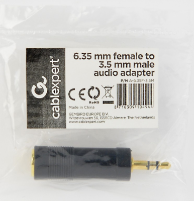Cablexpert 6.35 mm female to 3.5 mm male audio adapter | A-6.35F-3.5M