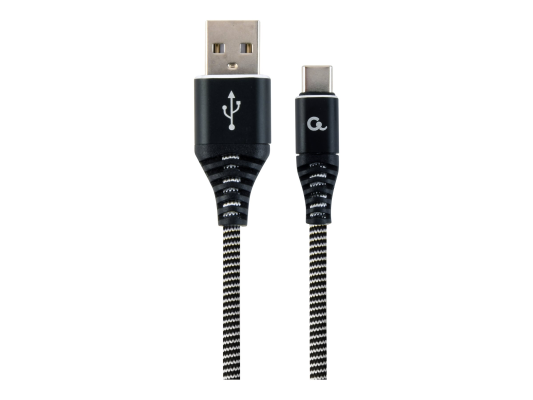 Cablexpert | Premium cotton braided Type-C USB charging and data cable, 1 m | CC-USB2B-AMCM-1M-BW