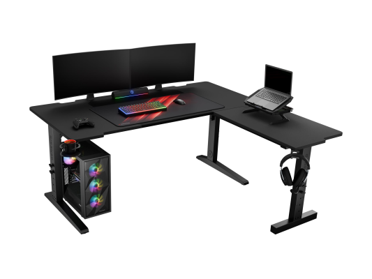 Genesis Gaming Desk | Holm 160 Modular Corner | Black / Anthracite