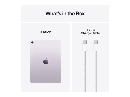 Apple | iPad Air | 11 " | Purple | IPS | 2360 x 1640 pixels | Apple M3 | 8 GB | 256 GB | Wi-Fi | Front camera | 12 MP | Rear camera | 12 MP | Bluetooth | 5.3 | iPadOS | USB-C charging cable