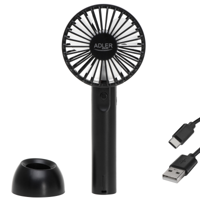 Adler Mini USB Fan | AD 7338 | Desk fan | Black | Diameter 7 cm | Number of speeds 3