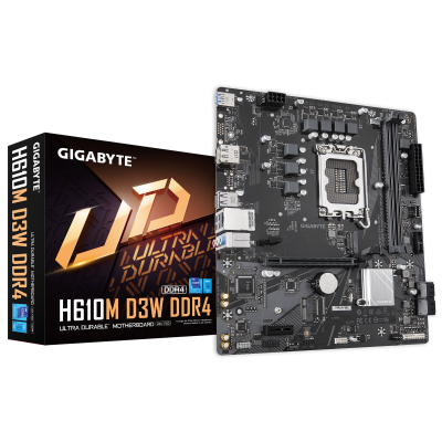 Gigabyte H610M D3W DDR4 | Processor family Intel | Processor socket LGA1700 | DDR4 | Supported hard disk drive interfaces M.2, SATA | Number of SATA connectors 4