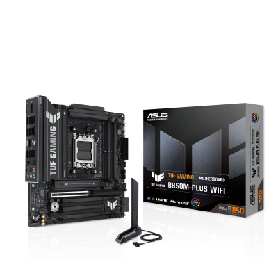 Asus TUF GAMING B850M-PLUS WIFI | Processor family AMD | Processor socket AM5 | DDR5 | Supported hard disk drive interfaces M.2, SATA | Number of SATA connectors 4