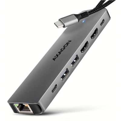 AXAGON USB-C 5Gbps DUAL 4K DISPLAY 7in1 Hub | HMC-7HX2