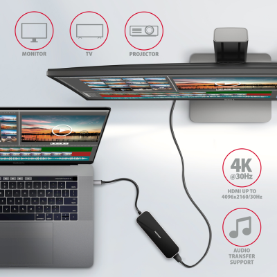 AXAGON SuperSpeed USB-C Combo 6in1 Hub | HMC-6H4A