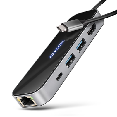 AXAGON USB-C 5Gbps GLASS 6in1 Hub | HMC-6GLN