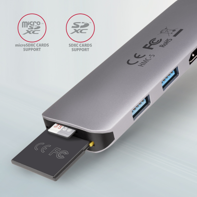 AXAGON SuperSpeed USB-C COMBO 5in1 Hub | HMC-5